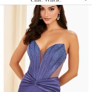 Ellie Wilde Strapless Blue Gown